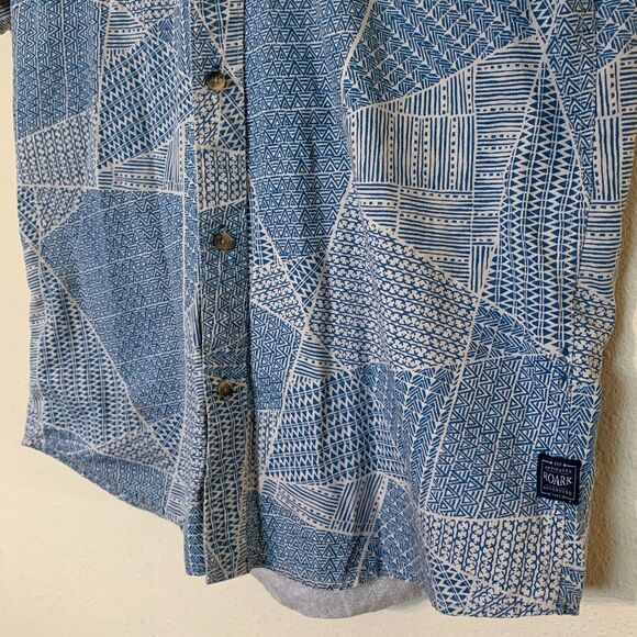 Roark Mens Geometric Aztec Blue Button Up Short Sleeve Shirt Size XL - Picture 5 of 6